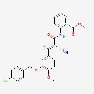 molecular formula C26H21ClN2O5 B2927233 methyl 2-[[(E)-3-[3-[(4-chlorophenyl)methoxy]-4-methoxyphenyl]-2-cyanoprop-2-enoyl]amino]benzoate CAS No. 380477-65-6
