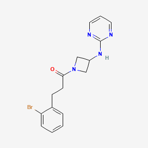 molecular formula C16H17BrN4O B2927238 3-(2-Bromophenyl)-1-(3-(pyrimidin-2-ylamino)azetidin-1-yl)propan-1-one CAS No. 2034285-38-4