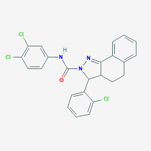 molecular formula C24H18Cl3N3O B292724 3-(2-chlorophenyl)-N-(3,4-dichlorophenyl)-3,3a,4,5-tetrahydro-2H-benzo[g]indazole-2-carboxamide 