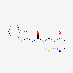 molecular formula C15H12N4O2S2 B2927264 N-(benzo[d]thiazol-2-yl)-6-oxo-2,3,4,6-tetrahydropyrimido[2,1-b][1,3]thiazine-3-carboxamide CAS No. 1396865-99-8