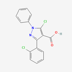 molecular formula C16H10Cl2N2O2 B2927267 5-chloro-3-(2-chlorophenyl)-1-phenyl-1H-pyrazole-4-carboxylic acid CAS No. 304674-67-7