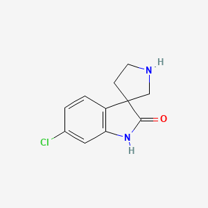 molecular formula C11H11ClN2O B2927269 6-Chloro-1,2-dihydrospiro[indole-3,3'-pyrrolidin]-2-one CAS No. 1782634-38-1