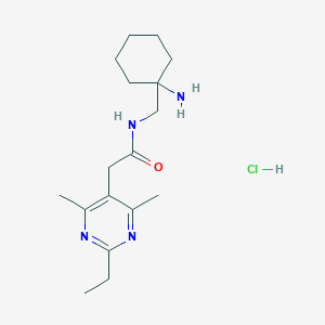 molecular formula C17H29ClN4O B2927276 N-[(1-Aminocyclohexyl)methyl]-2-(2-ethyl-4,6-dimethylpyrimidin-5-yl)acetamide;hydrochloride CAS No. 2418673-27-3