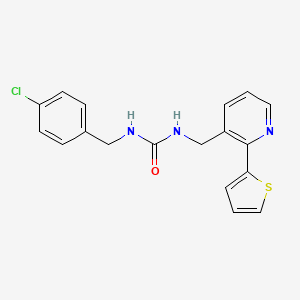 molecular formula C18H16ClN3OS B2927281 1-(4-Chlorobenzyl)-3-((2-(thiophen-2-yl)pyridin-3-yl)methyl)urea CAS No. 2034435-19-1