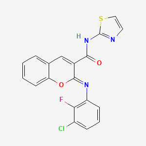 molecular formula C19H11ClFN3O2S B2927291 (2Z)-2-[(3-chloro-2-fluorophenyl)imino]-N-(1,3-thiazol-2-yl)-2H-chromene-3-carboxamide CAS No. 1327170-68-2