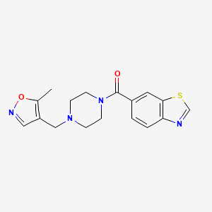 molecular formula C17H18N4O2S B2927295 Benzo[d]thiazol-6-yl(4-((5-methylisoxazol-4-yl)methyl)piperazin-1-yl)methanone CAS No. 2034490-92-9