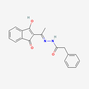 molecular formula C19H16N2O3 B2927297 N'-[1-(1,3-dioxo-2,3-dihydro-1H-inden-2-ylidene)ethyl]-2-phenylacetohydrazide CAS No. 1020252-30-5
