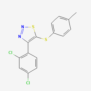 molecular formula C15H10Cl2N2S2 B2927305 4-(2,4-二氯苯基)-1,2,3-噻二唑-5-基-4-甲苯基硫代物 CAS No. 338409-67-9