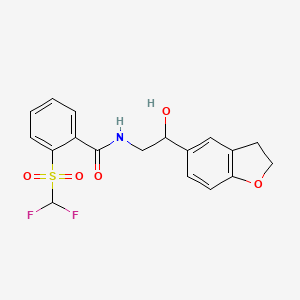 molecular formula C18H17F2NO5S B2927308 2-((二氟甲基)磺酰基)-N-(2-(2,3-二氢苯并呋喃-5-基)-2-羟乙基)苯甲酰胺 CAS No. 1788842-80-7