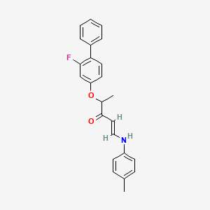 (E)-4-(3-fluoro-4-phenylphenoxy)-1-(4-methylanilino)pent-1-en-3-one