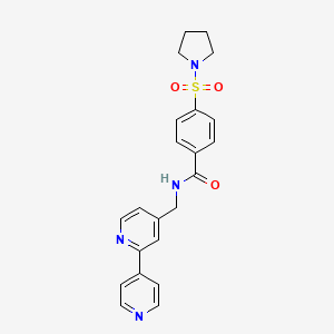 molecular formula C22H22N4O3S B2927316 N-([2,4'-bipyridin]-4-ylmethyl)-4-(pyrrolidin-1-ylsulfonyl)benzamide CAS No. 2034433-81-1