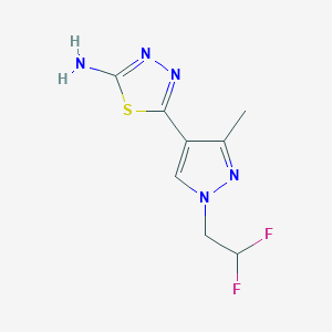 molecular formula C8H9F2N5S B2927327 5-[1-(2,2-Difluoroethyl)-3-methylpyrazol-4-yl]-1,3,4-thiadiazol-2-amine CAS No. 1946822-53-2