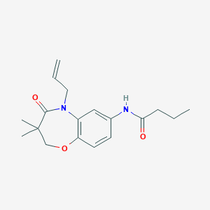 molecular formula C18H24N2O3 B2927328 N-(5-allyl-3,3-dimethyl-4-oxo-2,3,4,5-tetrahydrobenzo[b][1,4]oxazepin-7-yl)butyramide CAS No. 921545-37-1