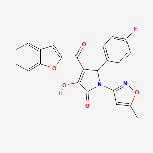 molecular formula C23H15FN2O5 B2927329 4-(benzofuran-2-carbonyl)-5-(4-fluorophenyl)-3-hydroxy-1-(5-methylisoxazol-3-yl)-1H-pyrrol-2(5H)-one CAS No. 618877-24-0