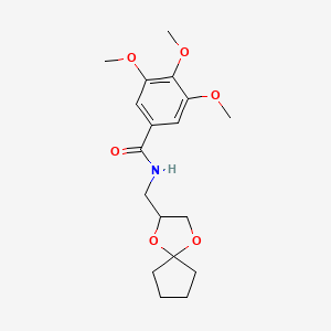 molecular formula C18H25NO6 B2927344 N-(1,4-dioxaspiro[4.4]nonan-2-ylmethyl)-3,4,5-trimethoxybenzamide CAS No. 899730-87-1
