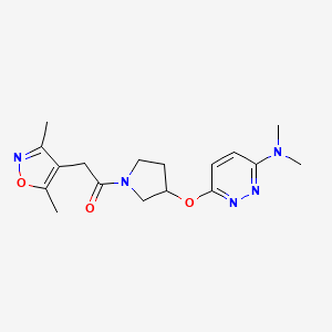 molecular formula C17H23N5O3 B2927347 1-(3-((6-(Dimethylamino)pyridazin-3-yl)oxy)pyrrolidin-1-yl)-2-(3,5-dimethylisoxazol-4-yl)ethanone CAS No. 2034504-40-8