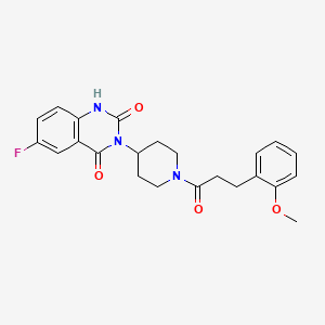 molecular formula C23H24FN3O4 B2927351 6-fluoro-3-(1-(3-(2-methoxyphenyl)propanoyl)piperidin-4-yl)quinazoline-2,4(1H,3H)-dione CAS No. 2034372-49-9