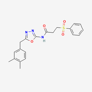 molecular formula C20H21N3O4S B2927355 N-(5-(3,4-二甲基苄基)-1,3,4-恶二唑-2-基)-3-(苯磺酰基)丙酰胺 CAS No. 1172811-16-3