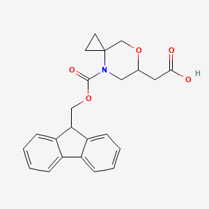 molecular formula C23H23NO5 B2927356 2-[4-(9H-Fluoren-9-ylmethoxycarbonyl)-7-oxa-4-azaspiro[2.5]octan-6-yl]acetic acid CAS No. 2416236-86-5
