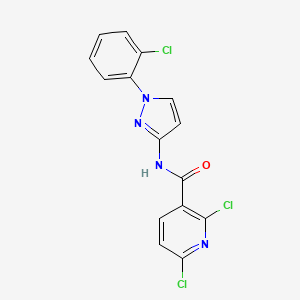 molecular formula C15H9Cl3N4O B2927357 2,6-dichloro-N-[1-(2-chlorophenyl)-1H-pyrazol-3-yl]pyridine-3-carboxamide CAS No. 1808486-11-4