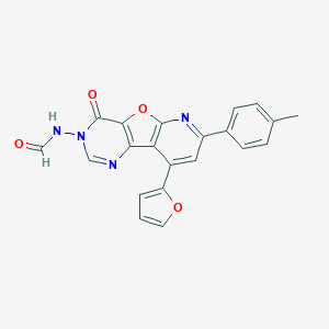 molecular formula C21H14N4O4 B292736 9-(2-furyl)-7-(4-methylphenyl)-4-oxopyrido[3',2':4,5]furo[3,2-d]pyrimidin-3(4H)-ylformamide 