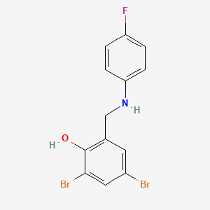 molecular formula C13H10Br2FNO B2927365 2,4-二溴-6-[(4-氟苯胺)甲基]苯酚 CAS No. 477871-79-7