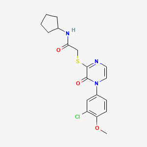 molecular formula C18H20ClN3O3S B2927366 2-[4-(3-氯-4-甲氧基苯基)-3-氧代吡嗪-2-基]硫代基-N-环戊基乙酰胺 CAS No. 899944-18-4