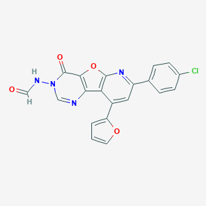 molecular formula C20H11ClN4O4 B292737 N-[11-(4-chlorophenyl)-13-(furan-2-yl)-6-oxo-8-oxa-3,5,10-triazatricyclo[7.4.0.02,7]trideca-1(9),2(7),3,10,12-pentaen-5-yl]formamide 