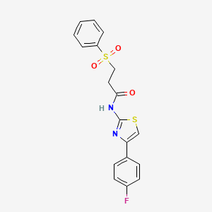 molecular formula C18H15FN2O3S2 B2927371 3-(benzenesulfonyl)-N-[4-(4-fluorophenyl)-1,3-thiazol-2-yl]propanamide CAS No. 892851-71-7