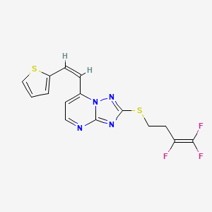 molecular formula C15H11F3N4S2 B2927376 7-[(Z)-2-(2-噻吩基)乙烯基]-2-[(3,4,4-三氟-3-丁烯基)硫代][1,2,4]三唑并[1,5-a]嘧啶 CAS No. 672951-83-6