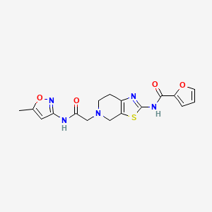 molecular formula C17H17N5O4S B2927392 N-(5-(2-((5-methylisoxazol-3-yl)amino)-2-oxoethyl)-4,5,6,7-tetrahydrothiazolo[5,4-c]pyridin-2-yl)furan-2-carboxamide CAS No. 1351654-95-9
