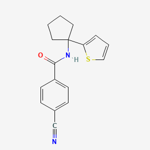 molecular formula C17H16N2OS B2927405 4-cyano-N-(1-(thiophen-2-yl)cyclopentyl)benzamide CAS No. 2034243-89-3