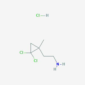molecular formula C6H12Cl3N B2927407 2-(2,2-Dichloro-1-methylcyclopropyl)ethan-1-amine hydrochloride CAS No. 1864061-31-3