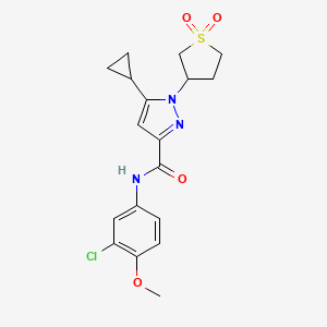 molecular formula C18H20ClN3O4S B2927410 N-(3-氯-4-甲氧基苯基)-5-环丙基-1-(1,1-二氧代四氢噻吩-3-基)-1H-吡唑-3-甲酰胺 CAS No. 1019096-18-4