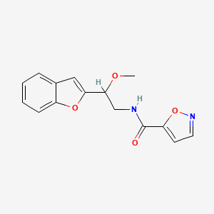molecular formula C15H14N2O4 B2927417 N-(2-(苯并呋喃-2-基)-2-甲氧基乙基)异恶唑-5-甲酰胺 CAS No. 2176152-44-4