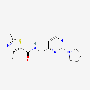 molecular formula C16H21N5OS B2927421 2,4-dimethyl-N-((6-methyl-2-(pyrrolidin-1-yl)pyrimidin-4-yl)methyl)thiazole-5-carboxamide CAS No. 1797812-92-0