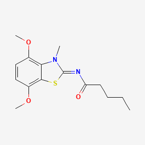 N-(4,7-dimethoxy-3-methyl-1,3-benzothiazol-2-ylidene)pentanamide