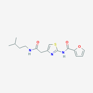 molecular formula C15H19N3O3S B2927443 N-(4-(2-(isopentylamino)-2-oxoethyl)thiazol-2-yl)furan-2-carboxamide CAS No. 923673-24-9