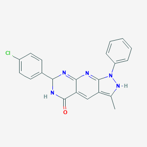 molecular formula C21H16ClN5O B292745 12-(4-chlorophenyl)-6-methyl-4-phenyl-2,4,5,11,13-pentazatricyclo[7.4.0.03,7]trideca-1(13),2,6,8-tetraen-10-one 