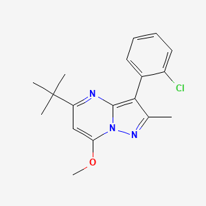 molecular formula C18H20ClN3O B2927458 5-Tert-butyl-3-(2-chlorophenyl)-7-methoxy-2-methylpyrazolo[1,5-a]pyrimidine CAS No. 924828-56-8