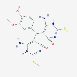 6-amino-5-[(6-amino-2-methylsulfanyl-4-oxo-1H-pyrimidin-5-yl)-(4-hydroxy-3-methoxyphenyl)methyl]-2-methylsulfanyl-1H-pyrimidin-4-one