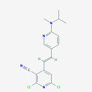 molecular formula C17H16Cl2N4 B2927466 2,6-Dichloro-4-[(E)-2-[6-[methyl(propan-2-yl)amino]pyridin-3-yl]ethenyl]pyridine-3-carbonitrile CAS No. 2094955-18-5