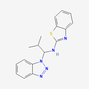 molecular formula C17H17N5S B2927476 N-[1-(benzotriazol-1-yl)-2-methylpropyl]-1,3-benzothiazol-2-amine CAS No. 303756-66-3