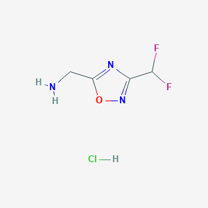 molecular formula C4H6ClF2N3O B2927487 [3-(Difluoromethyl)-1,2,4-oxadiazol-5-yl]methanamine hydrochloride CAS No. 1909325-73-0