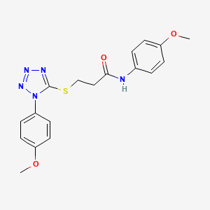 molecular formula C18H19N5O3S B2927491 N-(4-methoxyphenyl)-3-[1-(4-methoxyphenyl)tetrazol-5-yl]sulfanylpropanamide CAS No. 892079-36-6