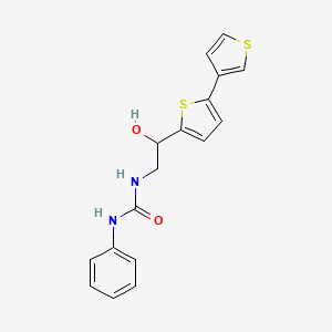 molecular formula C17H16N2O2S2 B2927492 1-[2-Hydroxy-2-(5-thiophen-3-ylthiophen-2-yl)ethyl]-3-phenylurea CAS No. 2319724-19-9