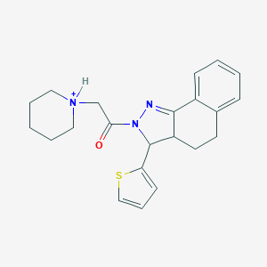 molecular formula C22H26N3OS+ B292750 1-{2-oxo-2-[3-(2-thienyl)-3,3a,4,5-tetrahydro-2H-benzo[g]indazol-2-yl]ethyl}piperidinium 