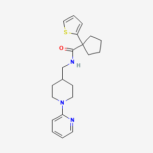 molecular formula C21H27N3OS B2927505 N-((1-(吡啶-2-基)哌啶-4-基)甲基)-1-(噻吩-2-基)环戊烷甲酰胺 CAS No. 1235008-28-2