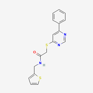 molecular formula C17H15N3OS2 B2927506 2-((6-苯基嘧啶-4-基)硫代)-N-(噻吩-2-基甲基)乙酰胺 CAS No. 1203066-18-5