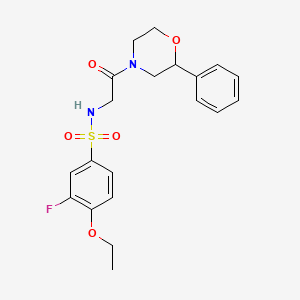 molecular formula C20H23FN2O5S B2927517 4-ethoxy-3-fluoro-N-(2-oxo-2-(2-phenylmorpholino)ethyl)benzenesulfonamide CAS No. 953956-85-9